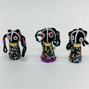 3 Ndebele Beaded Dolls South Africa Folk Art Tribal Culture Ceremonial Vintage